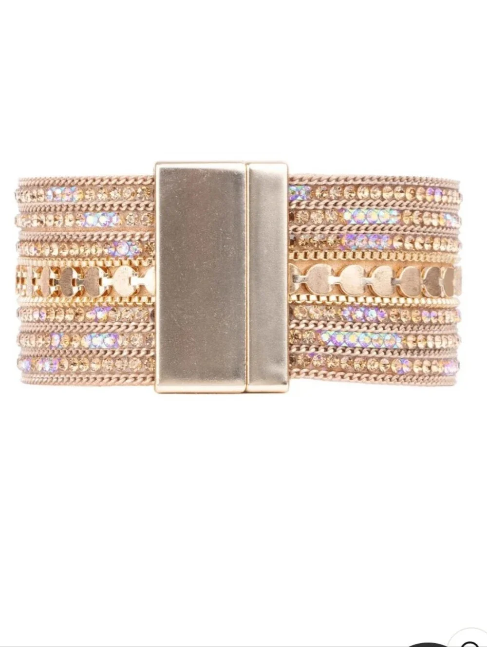 SAACHI Light Shimmering Glistening Gold Crystal Bracelet NWT$60